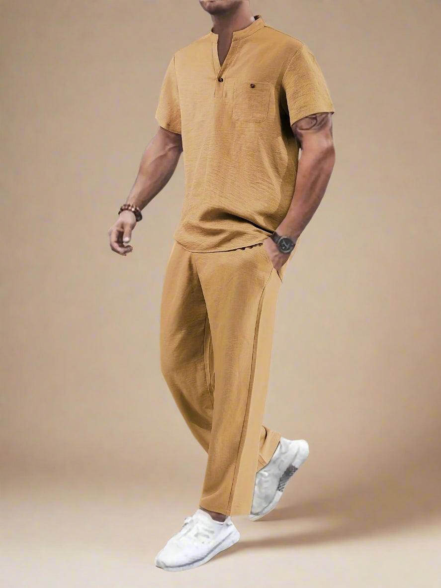 Comfortable Solid Color Casual Men Set for Summer Rebooters - mens 2 piece set