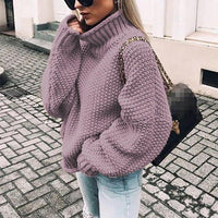 Womens Cozy Oversized Turtleneck Knit Sweater for Comfort - Rebooters