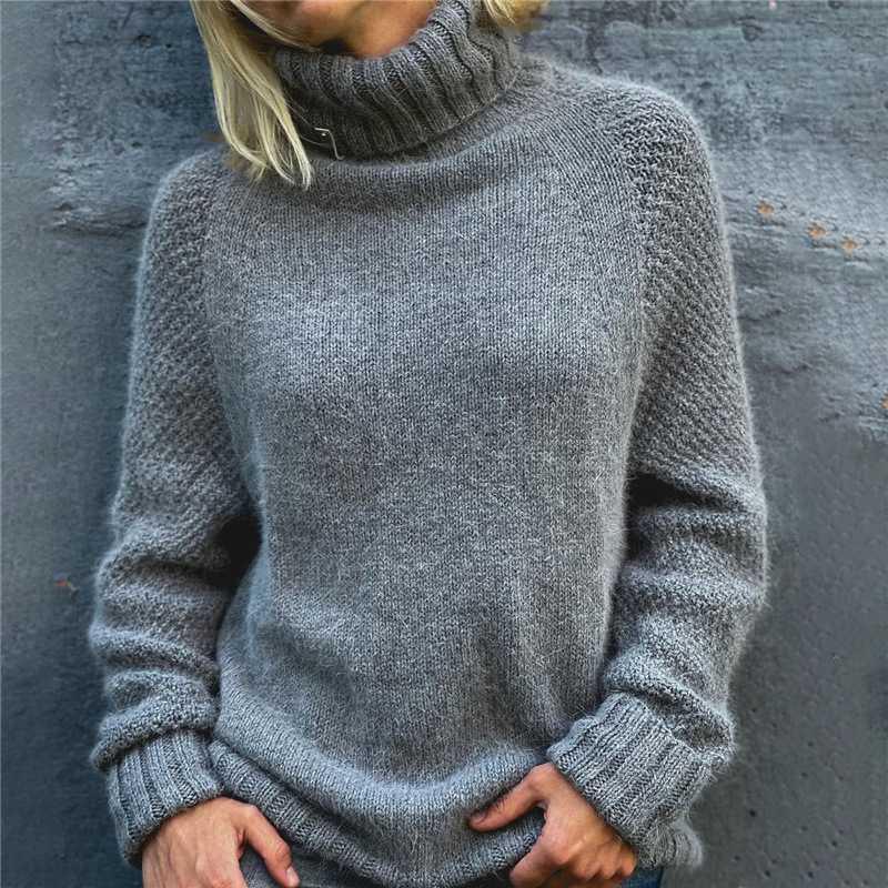 Womens Cozy Chunky Knit Turtleneck Sweater in Mustard - Rebooters