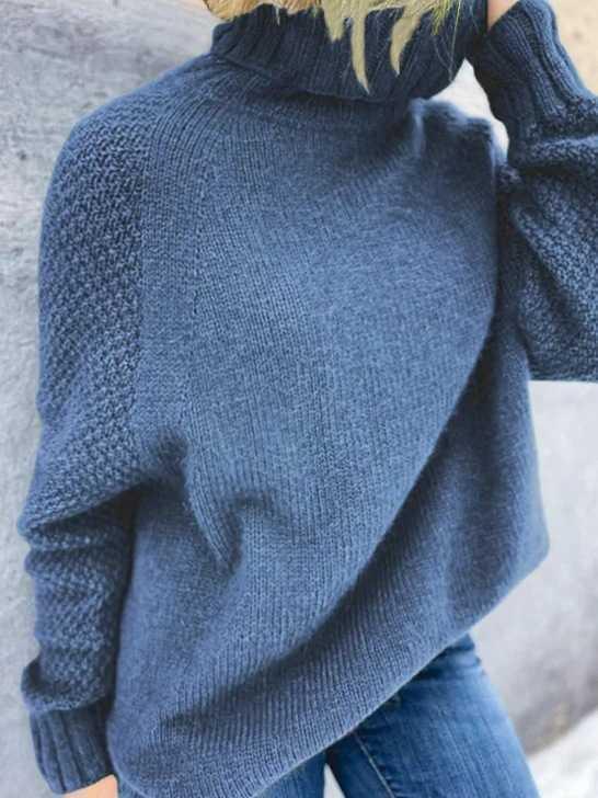 Womens Cozy Chunky Knit Turtleneck Sweater in Mustard - Rebooters