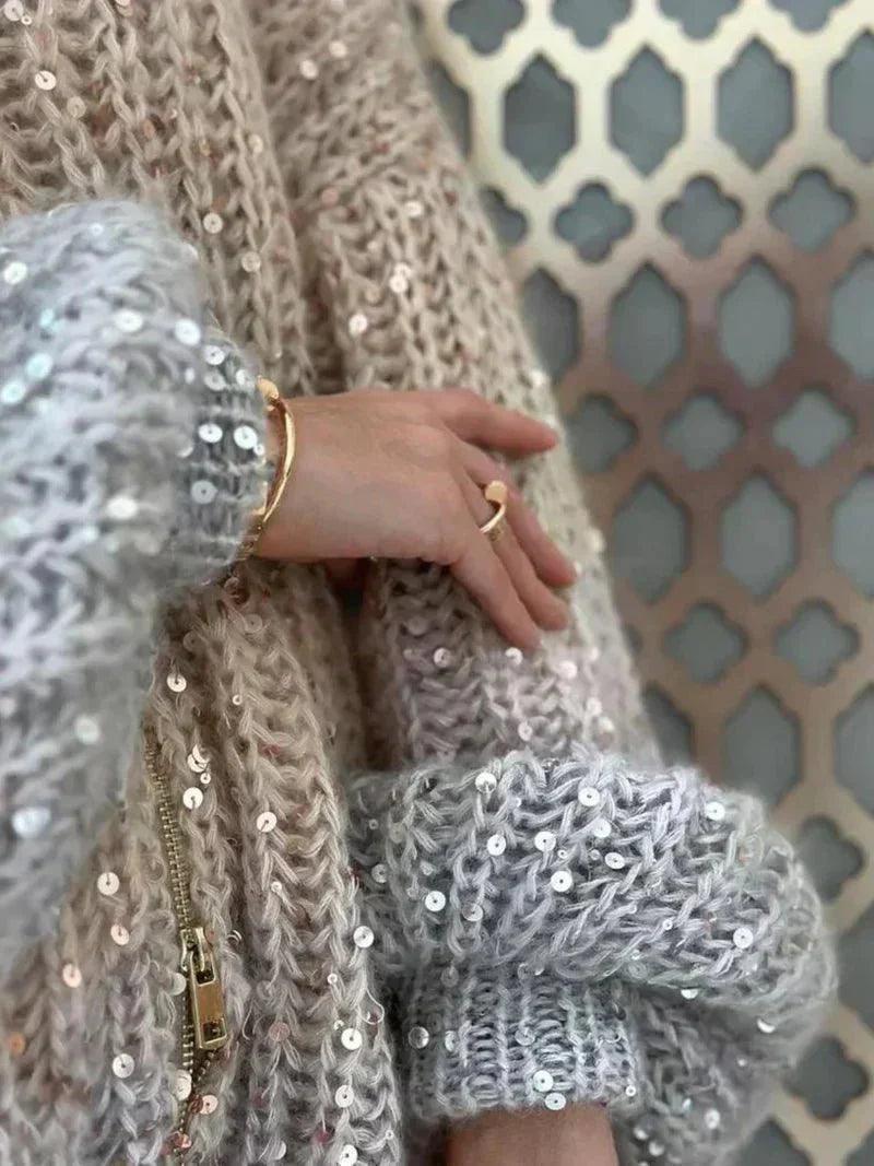 Womens Cozy Oversized Zip-Up Cardigan in Ombre Design - Rebooters