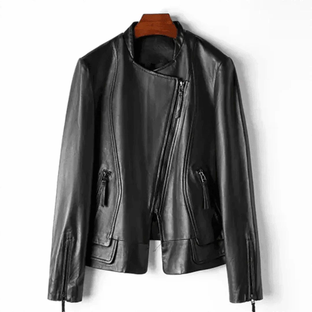 Womens Timeless Leather Biker Jacket for Bold Adventurer Black - Rebooters