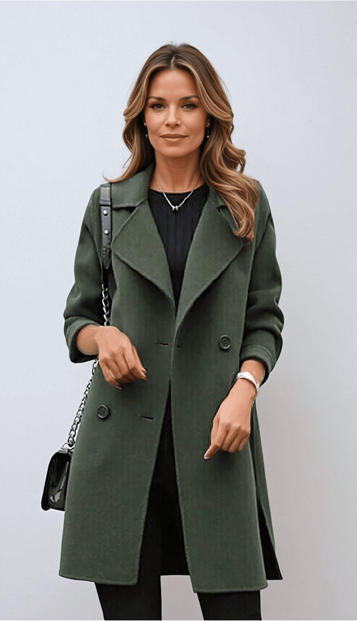 Womens Timeless Double-Breasted Wool Blend Coat Rebooters