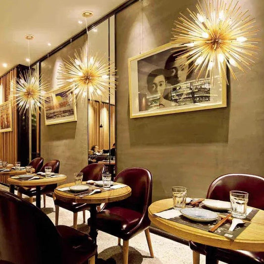 Star-Shaped Long Needle Gold Modern Chandelier for Home | Rebooters - Rebooters