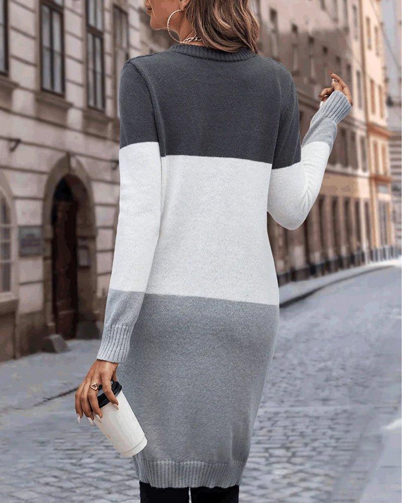 Womens Vibrant Color Block Knit Cardigan for Stylish Comfort - Rebooters