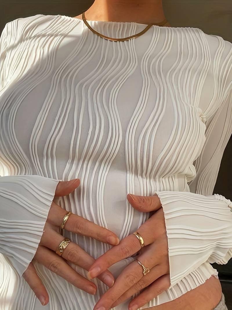 Long Sleeve Crop Top Blouse for Women - Stylish Casual Wear Rebooters Womens Shirts