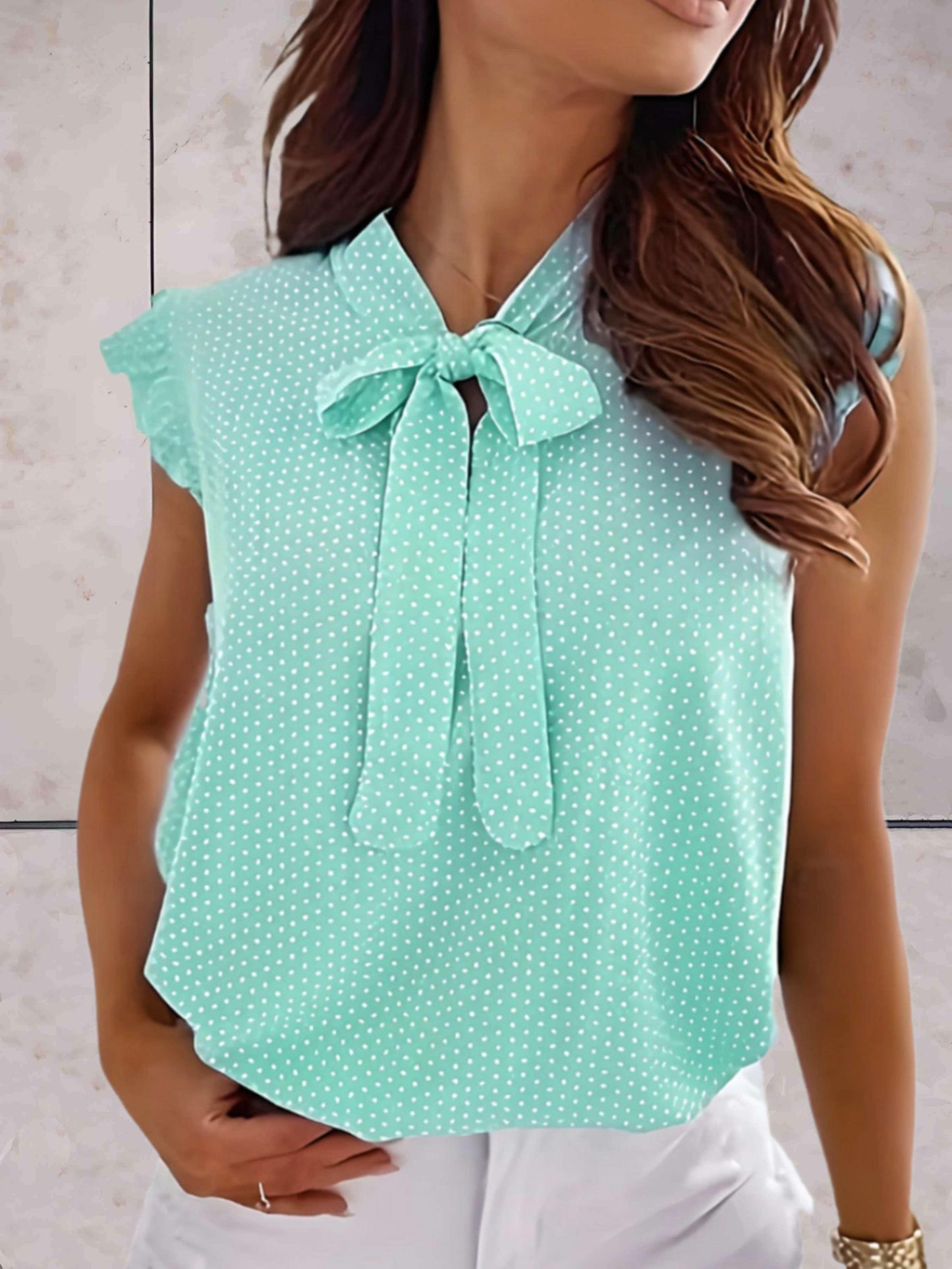 Sleeveless Polka Dot Summer Top for Women - Chic Style Rebooters Womens Shirts