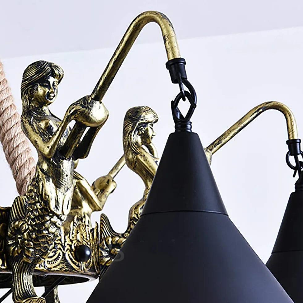 Natural Funnel Black Vintage Chandelier for Dining Room | Rebooters - Rebooters