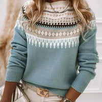 Womens Charming Fair Isle Knit Sweater for Cozy Comfort - Rebooters