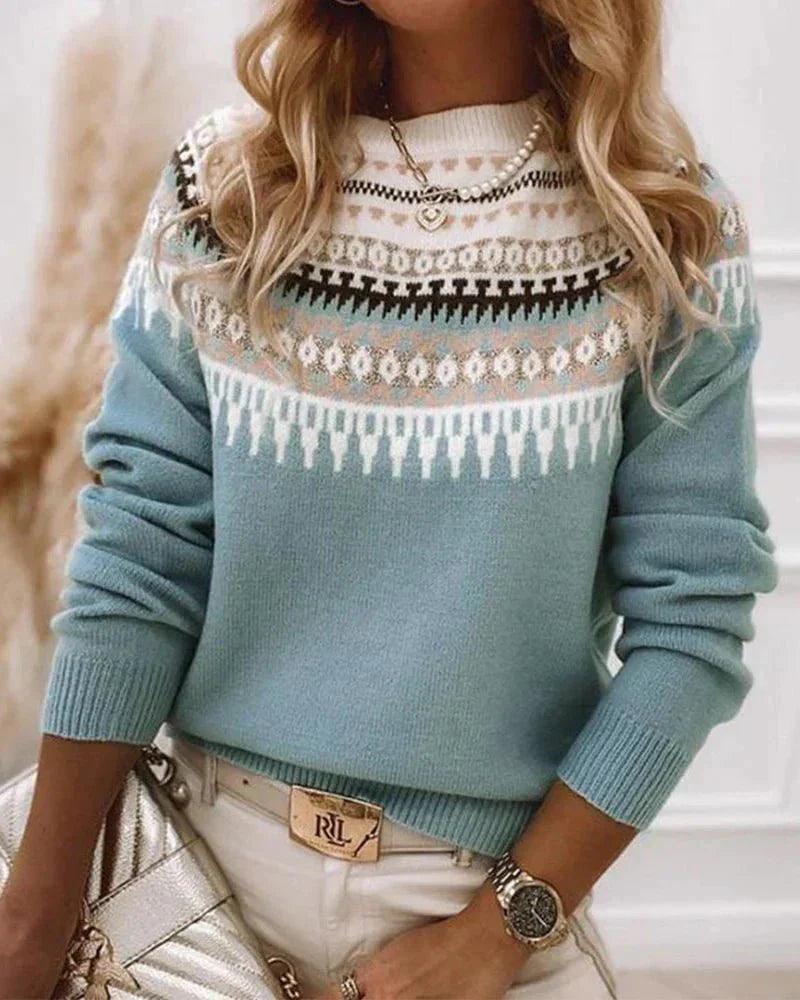 Womens Charming Fair Isle Knit Sweater for Cozy Comfort - Rebooters