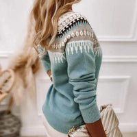 Womens Charming Fair Isle Knit Sweater for Cozy Comfort - Rebooters