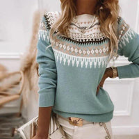 Womens Charming Fair Isle Knit Sweater for Cozy Comfort - Rebooters