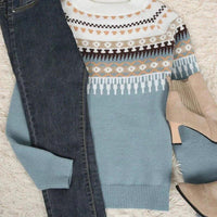 Womens Charming Fair Isle Knit Sweater for Cozy Comfort - Rebooters