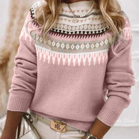 Womens Charming Fair Isle Knit Sweater for Cozy Comfort - Rebooters