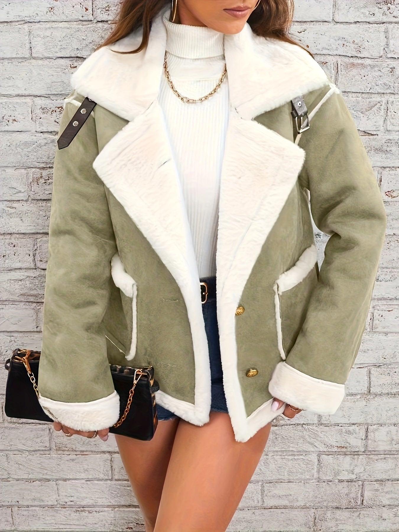 Womens Luxurious Faux Shearling Aviator Jacket for Winter - Rebooters