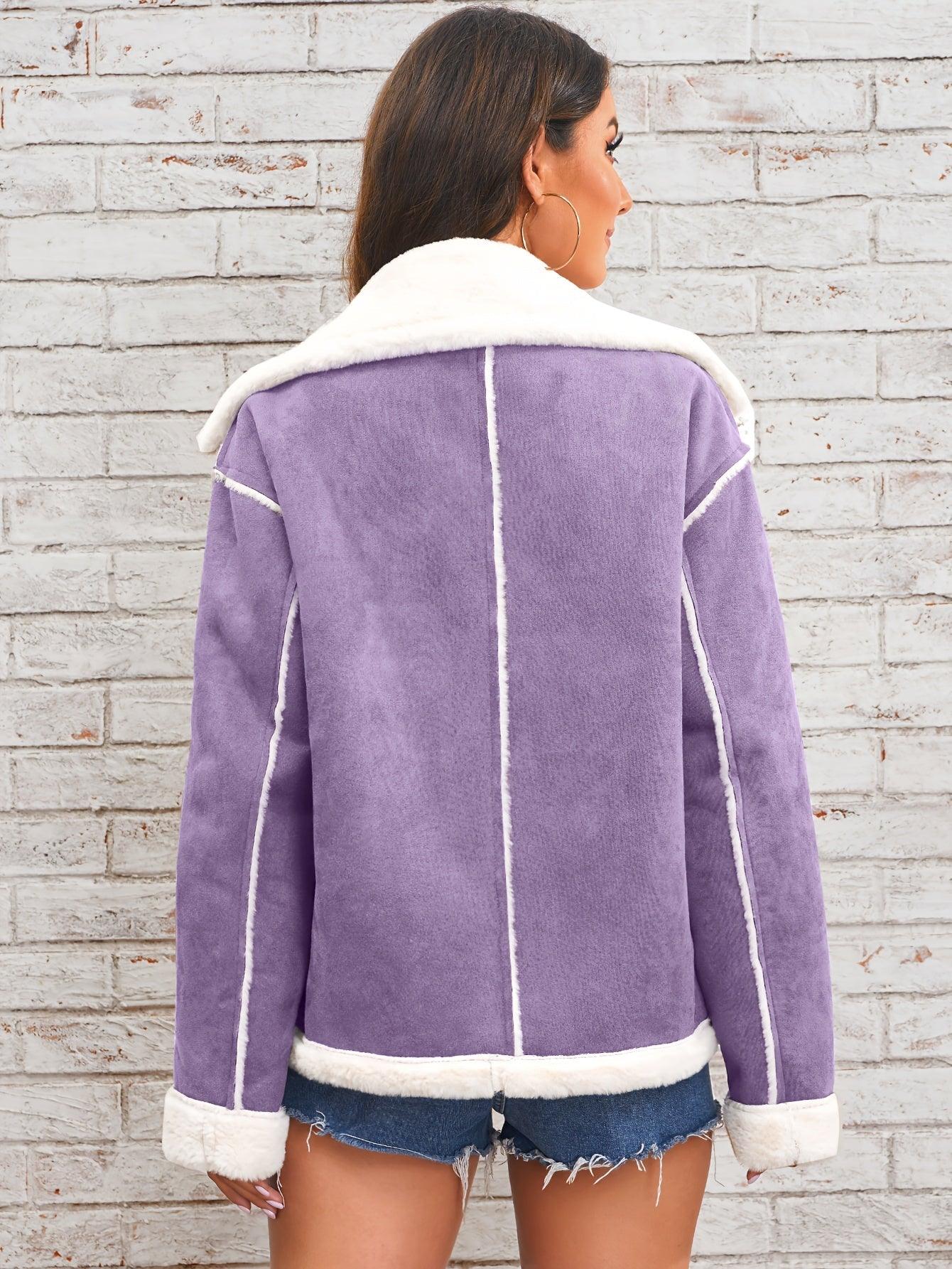 Womens Luxurious Faux Shearling Aviator Jacket for Winter - Rebooters