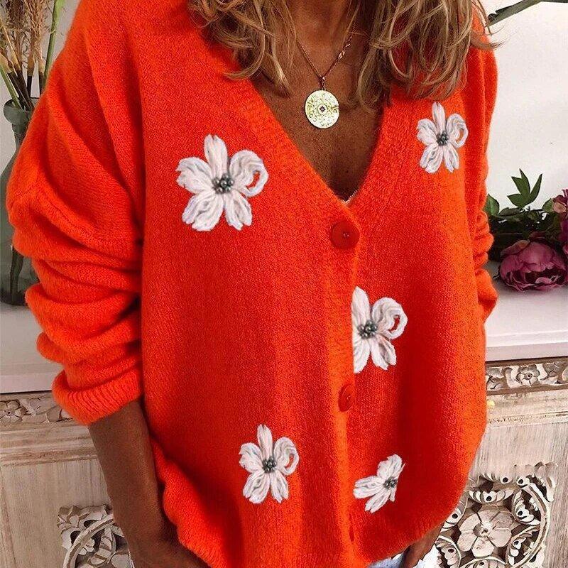 Womens Charming Floral Knit Cardigan for Effortless Style - Rebooters