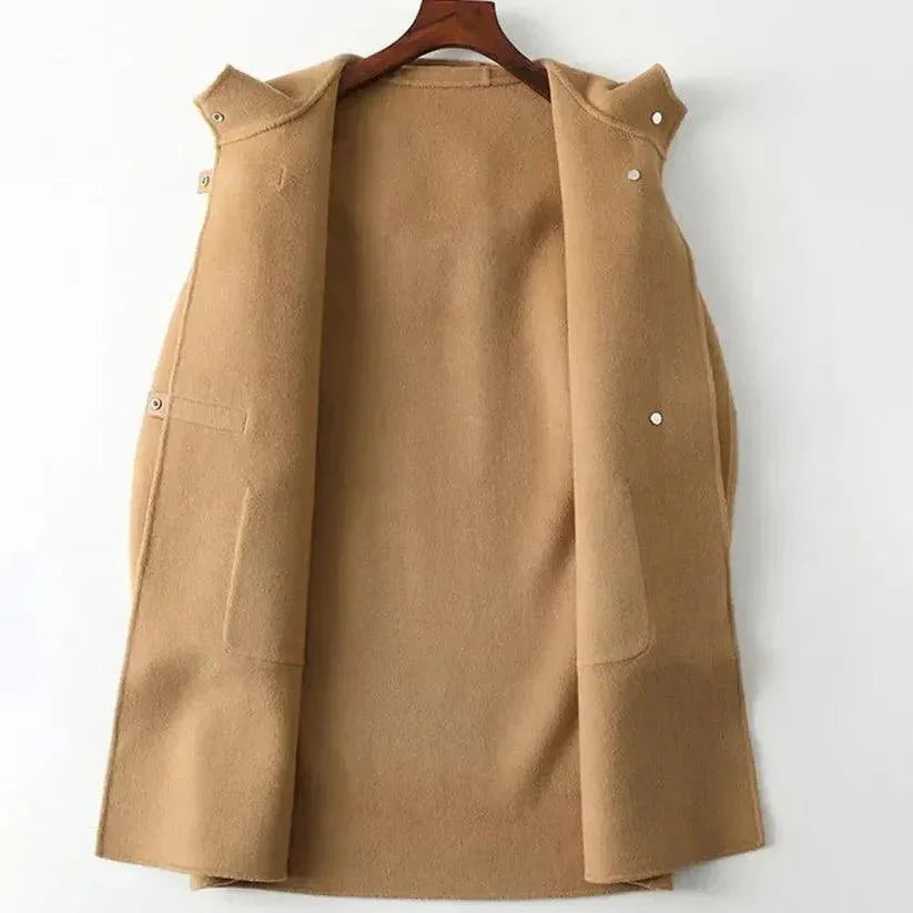 Womens Chic Hooded Wool Overcoat for Warmth and Style - Rebooters