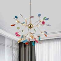 Blue Bedroom with Agate Decor Modern Chandelier Light | Rebooters - Rebooters