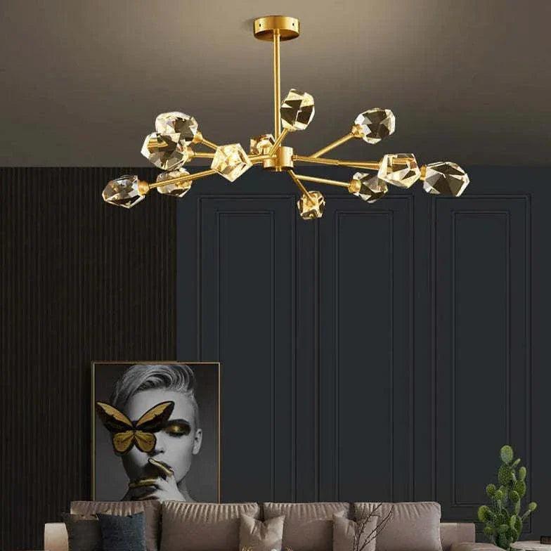 Cut Crystal Gold Modern Chandelier for Elegant Spaces | Rebooters - Rebooters
