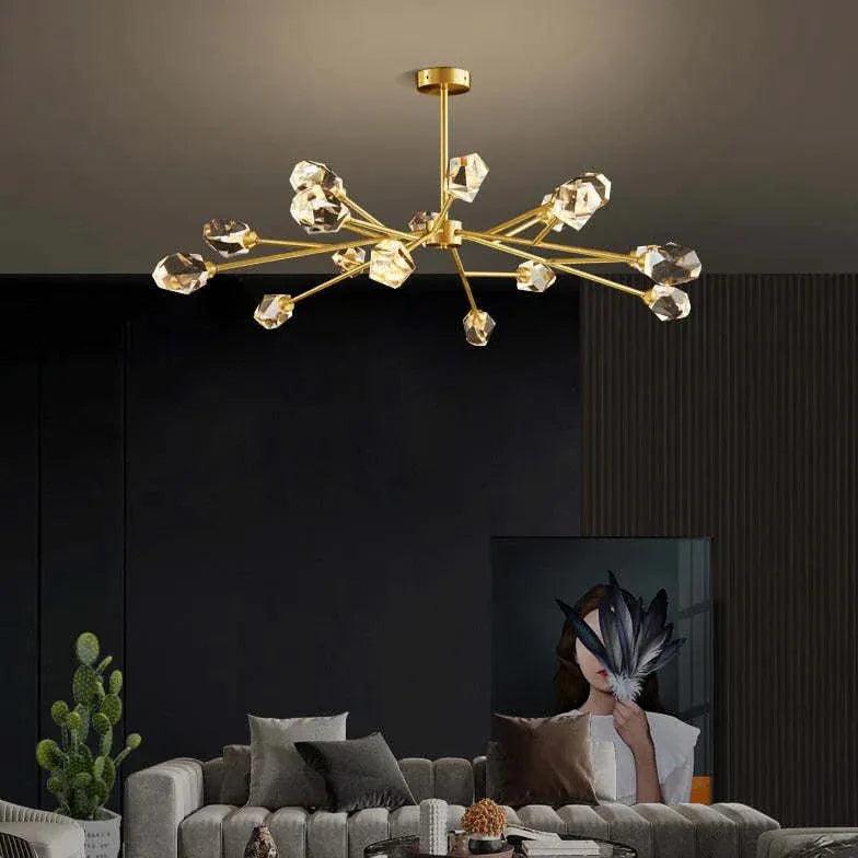 Cut Crystal Gold Modern Chandelier for Elegant Spaces | Rebooters - Rebooters
