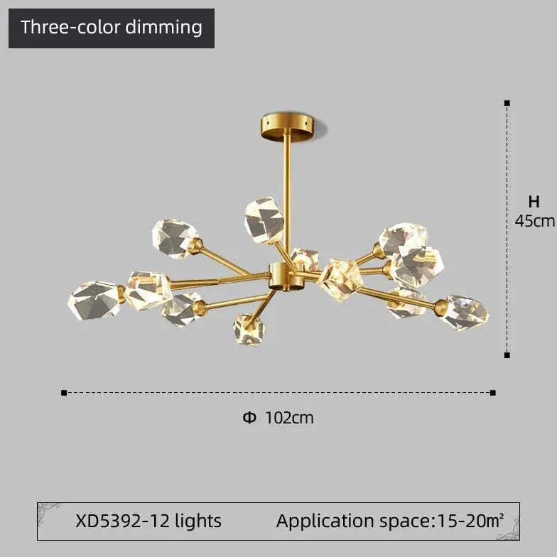 Cut Crystal Gold Modern Chandelier for Elegant Spaces | Rebooters - Rebooters