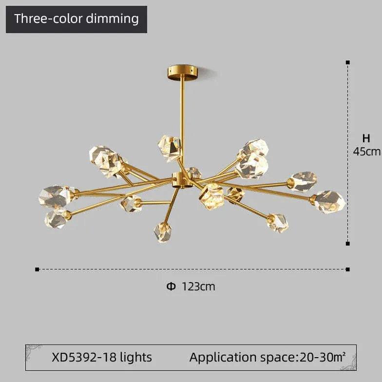 Cut Crystal Gold Modern Chandelier for Elegant Spaces | Rebooters - Rebooters