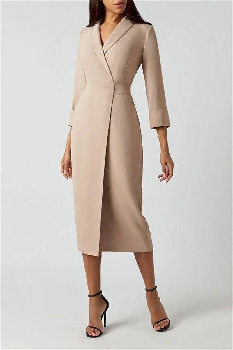 Womens Lapel Dress for Timeless Elegance and Style - Rebooters -Women's Dresses