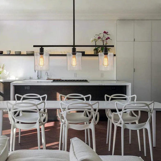 Square Transparent Black Industrial Chandelier for Home | Rebooters - Rebooters