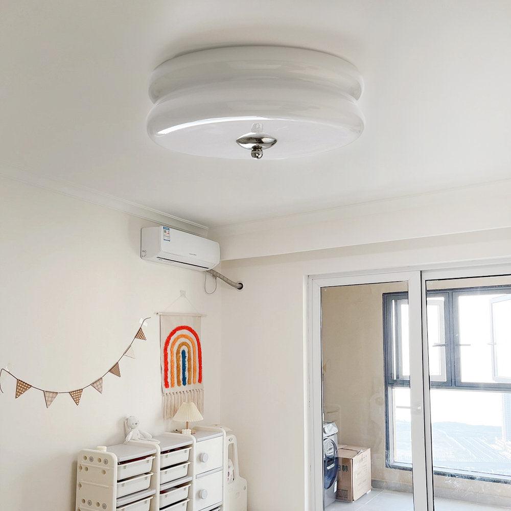 White Round Vintage Porch Ceiling Light Fixture for Elegance - Rebooters