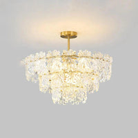 Snowflakes Multilayer Glass Gold Chandelier for Home Decor | Rebooters - Rebooters