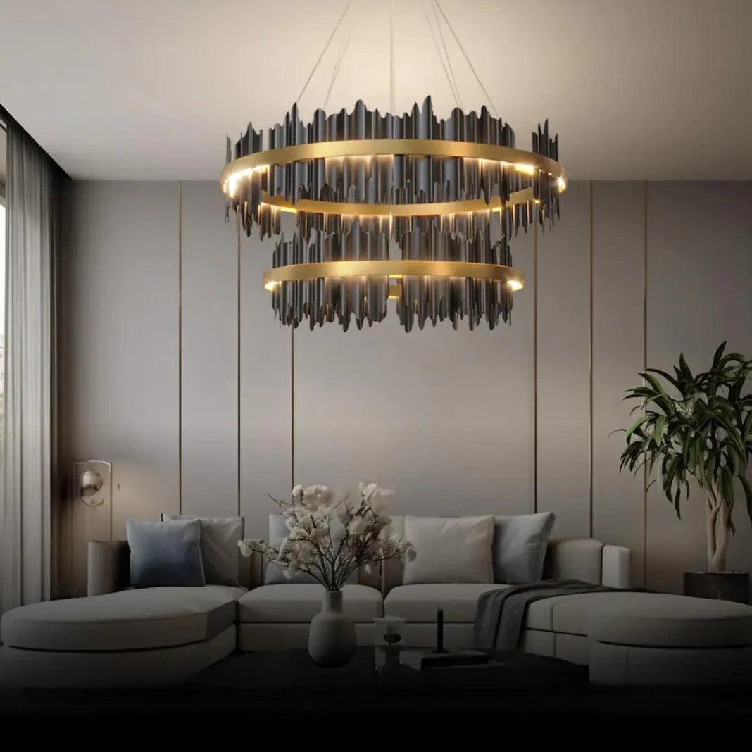 Double Vertical Stripes Industrial LED Chandelier for Homes | Rebooters - Rebooters