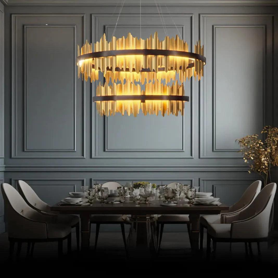 Double Vertical Stripes Industrial LED Chandelier for Homes | Rebooters - Rebooters
