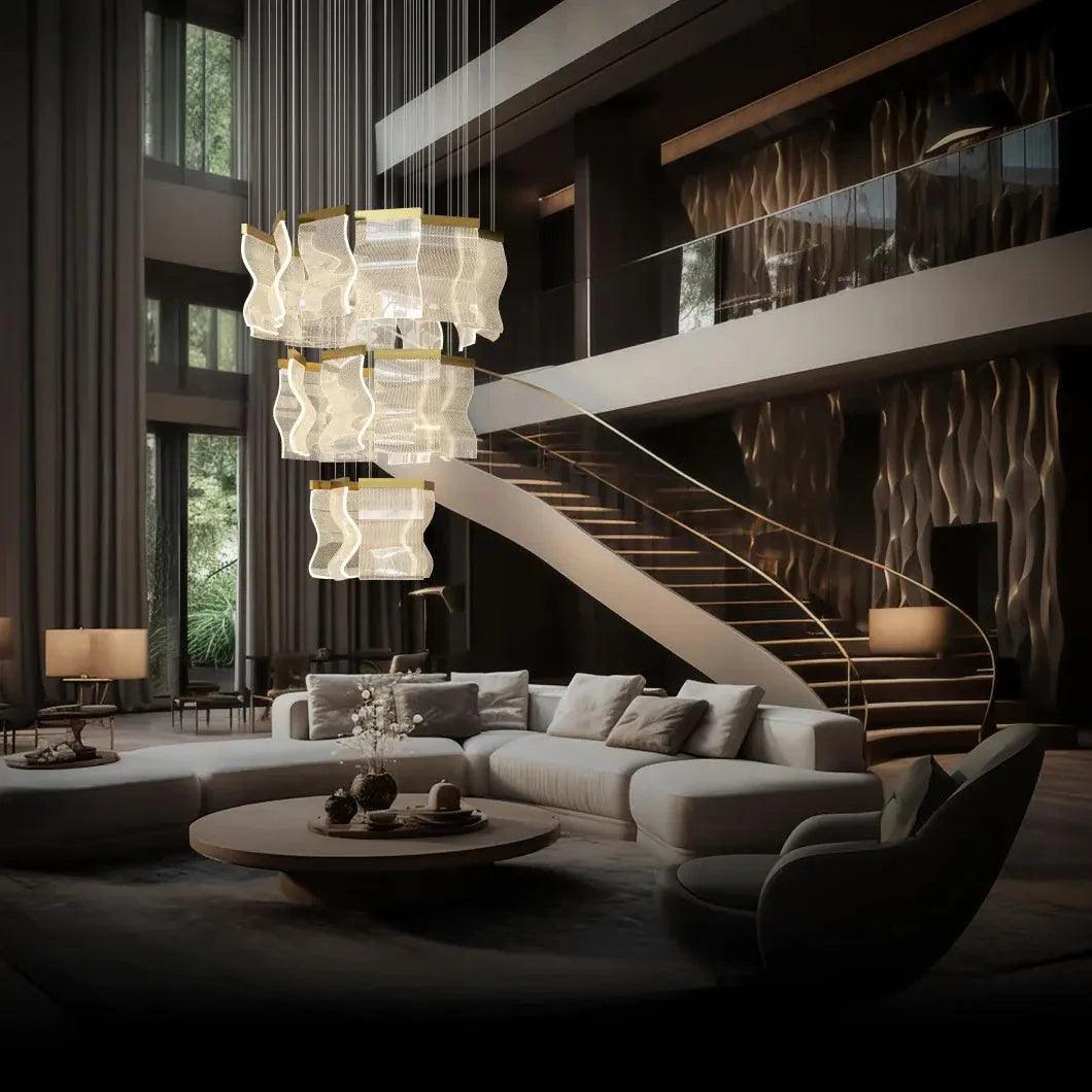 Square Stacking for Living Room Modern Chandelier Light | Rebooters - Rebooters