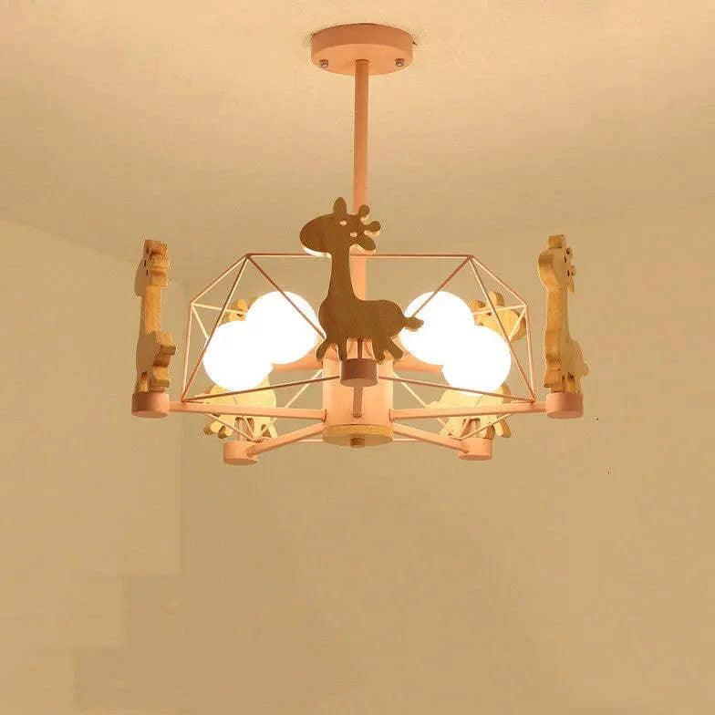 Giraffes Led Semi-flush Light Wood Modern Ceiling Fixture - Rebooters