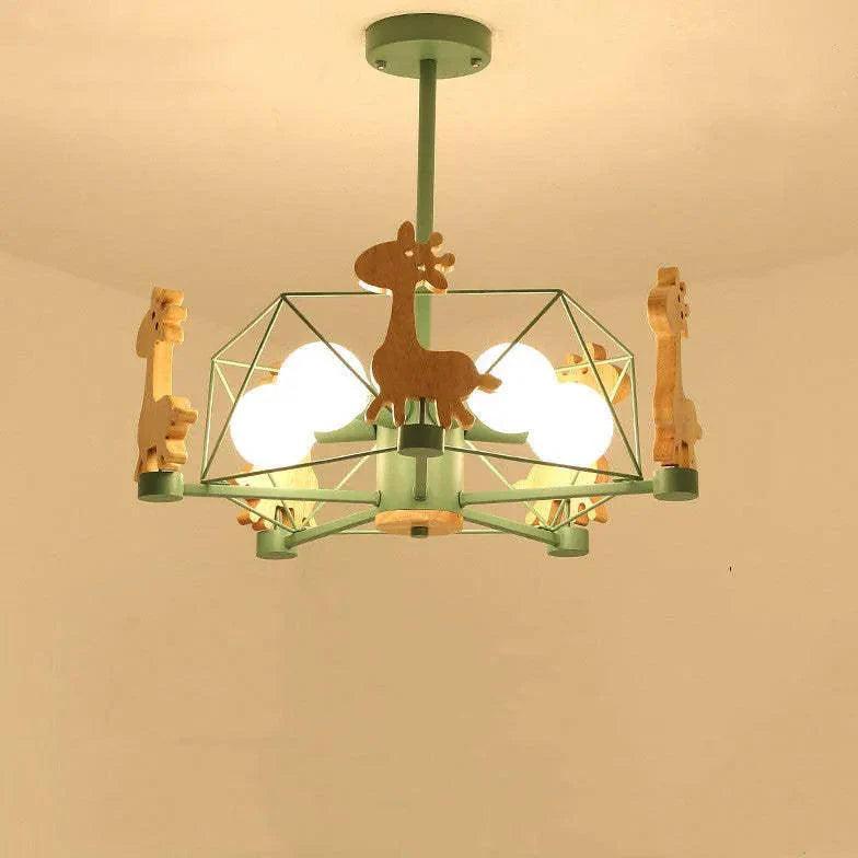 Giraffes Led Semi-flush Light Wood Modern Ceiling Fixture - Rebooters