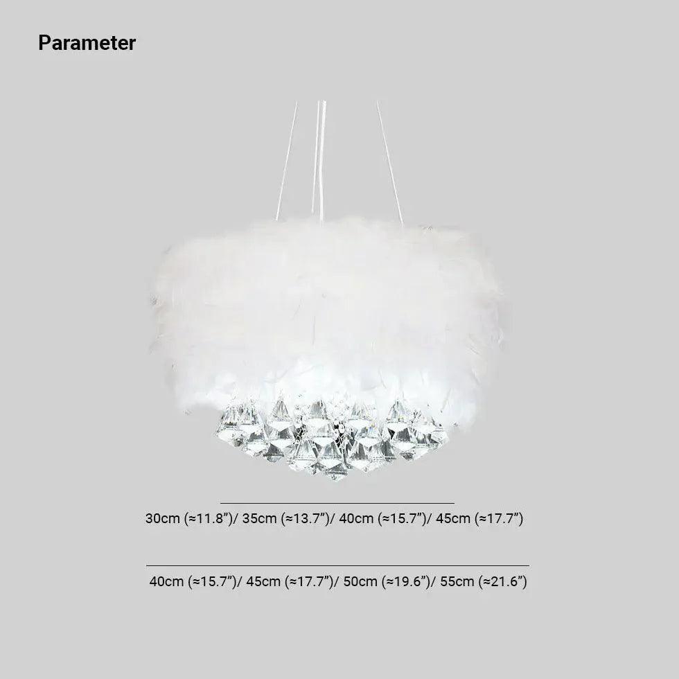 Elegant White Feather Crystal Bedroom Chandelier Light | Rebooters - Rebooters