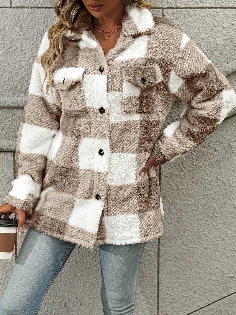 Womens Cozy Plaid Fleece Shacket for Ultimate Comfort - Rebooters