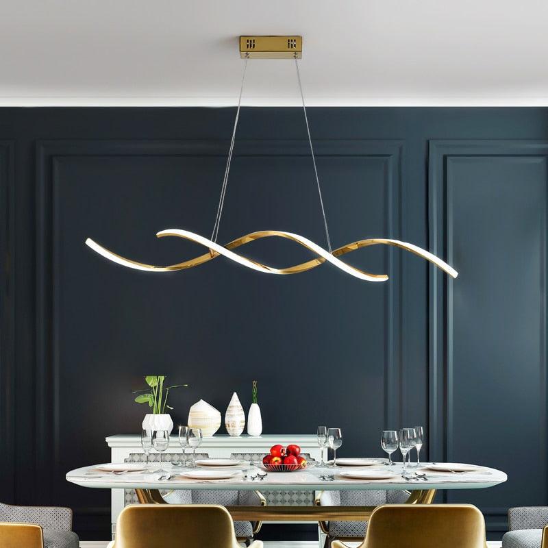 Modern Golden Spiral Linear Pendant Light for Home Decor | Rebooters - Rebooters