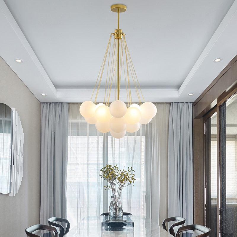 European Style White Flower Cluster Ball Glass Chandelier | Rebooters - Rebooters