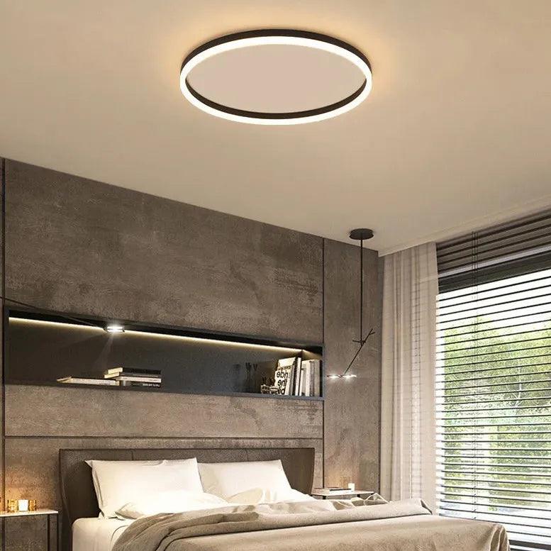 Black Minimalist Round Ceiling Light for Bedroom Fixture - Rebooters