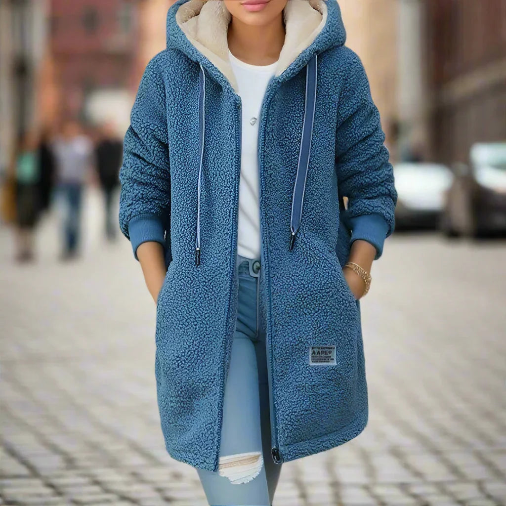 Womens Cozy Sherpa Fleece Hooded Jacket for Comfort - Rebooters