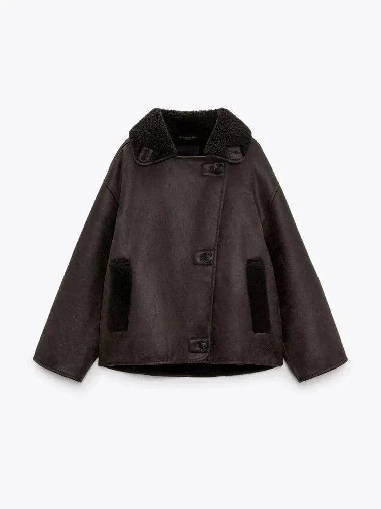 Womens Cozy Sherpa-Lined Peacoat for Ultimate Warmth - Rebooters