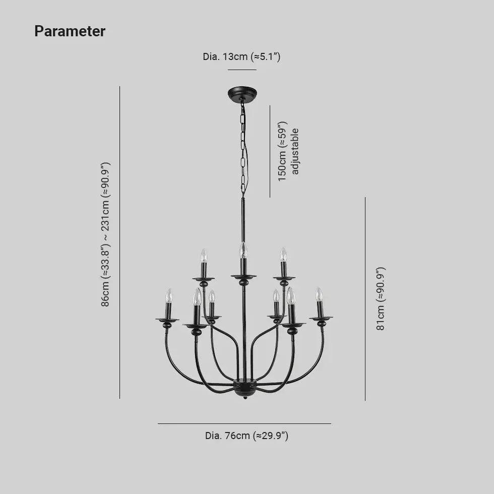 Multi-Head Candle Design Black Chandelier for Living Room | Rebooters - Rebooters