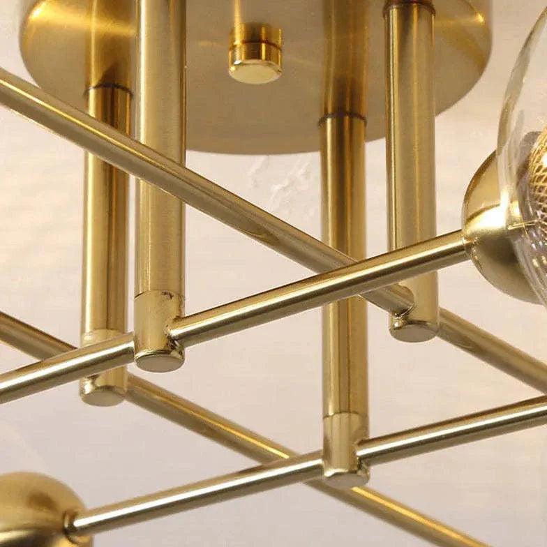 Golden Industrial Glass Spherical LED Semi Flush Ceiling Lights | Rebooters - Rebooters