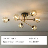 Golden Industrial Glass Spherical LED Semi Flush Ceiling Lights | Rebooters - Rebooters