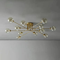 Golden Industrial Glass Spherical LED Semi Flush Ceiling Lights | Rebooters - Rebooters