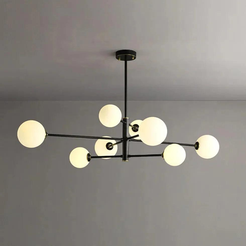 White Multi Glass Ball Radial Chandelier for Modern Spaces | Rebooters - Rebooters