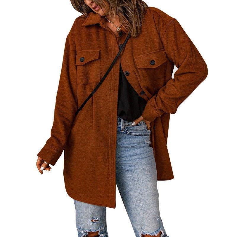 Chic Women's Cozy Woolen Coat for Effortless Style Fashion - Womens Jackets Rebooters