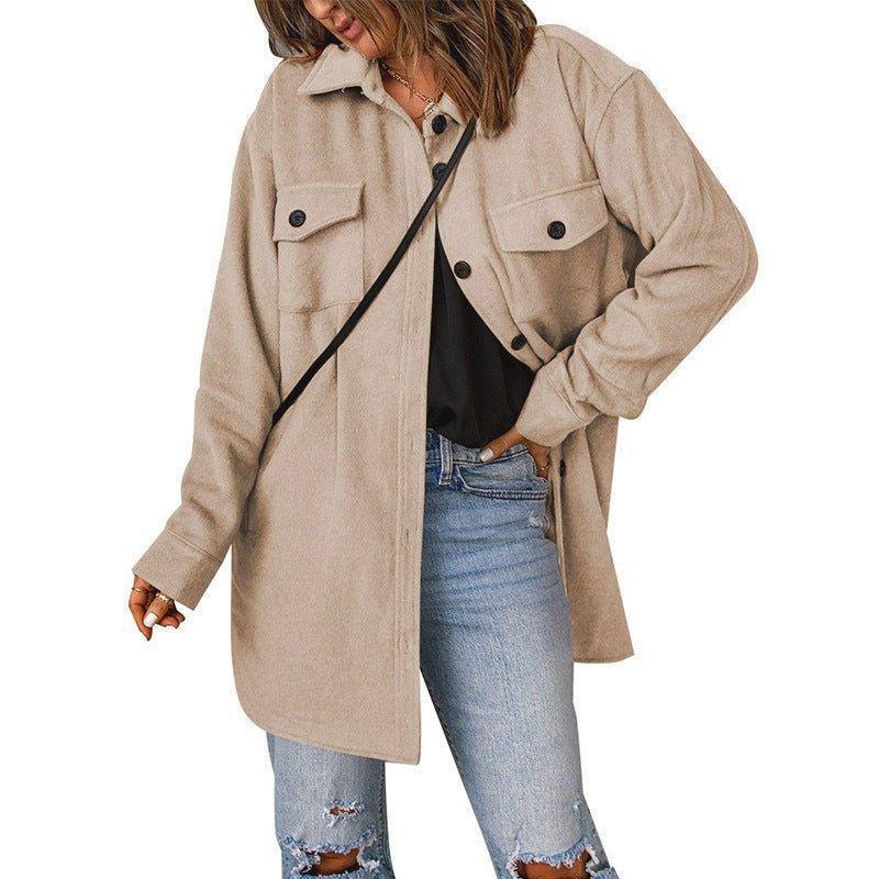 Chic Women's Cozy Woolen Coat for Effortless Style Fashion - Womens Jackets Rebooters